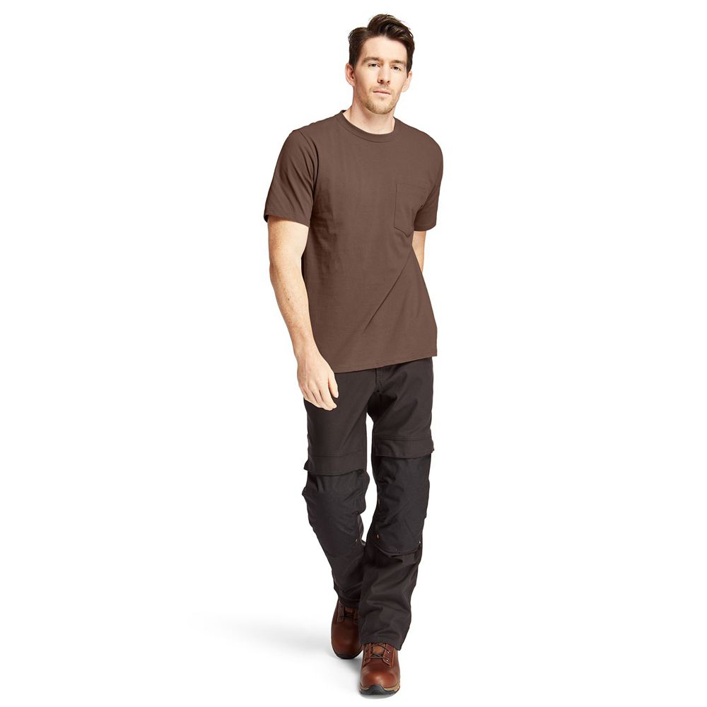 Timberland Mens T-Shirts PRO® Short Sleeve Base Plate Wicking - Brown - India DX7069348